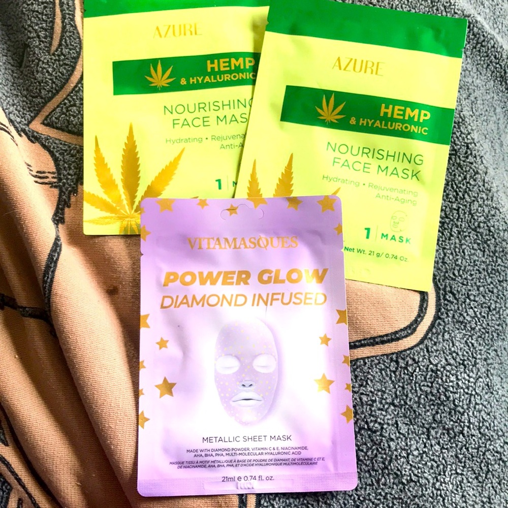 ✨🆕Vitamasques Power Power Diamond Infused Metallic Mask & 2 Azure Hemp Masks✨